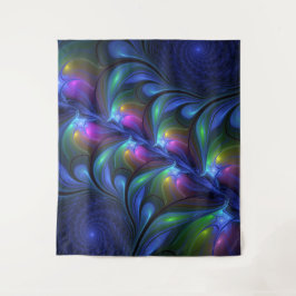 発光カラフル抽象芸術ブルーピンク緑フラクタル タペストリー