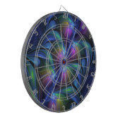 発光カラフル抽象芸術ブルーピンク緑フラクタル ダーツボード (正面左)
