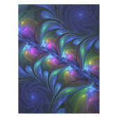 発光カラフル抽象芸術ブルーピンク緑フラクタル テーブルクロス (正面)