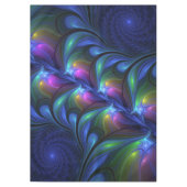 発光カラフル抽象芸術ブルーピンク緑フラクタル テーブルクロス (正面)