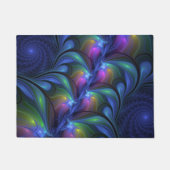 発光カラフル抽象芸術ブルーピンク緑フラクタル ドアマット (正面)