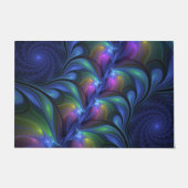 発光カラフル抽象芸術ブルーピンク緑フラクタル ドアマット (正面)
