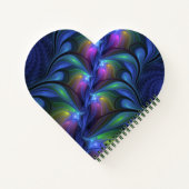 発光カラフル抽象芸術ブルーピンク緑フラクタル ノートブック (裏面)