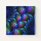 発光カラフル抽象芸術ブルーピンク緑フラクタル ノートブック (裏面)