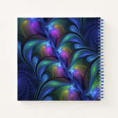 発光カラフル抽象芸術ブルーピンク緑フラクタル ノートブック (裏面)