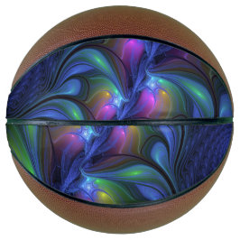 発光カラフル抽象芸術ブルーピンク緑フラクタル バスケットボール