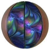 発光カラフル抽象芸術ブルーピンク緑フラクタル バスケットボール (縦)