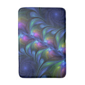 発光カラフル抽象芸術ブルーピンク緑フラクタル バスマット (正面縦)