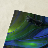 発光カラフル抽象芸術ブルーピンク緑フラクタル ビーチタオル (インサイチュ)