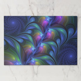 発光カラフル抽象芸術ブルーピンク緑フラクタル ペーパーパッド