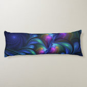 発光カラフル抽象芸術ブルーピンク緑フラクタル ボディピロー (裏面)