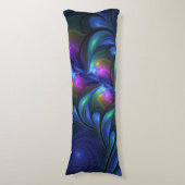 発光カラフル抽象芸術ブルーピンク緑フラクタル ボディピロー (正面縦)