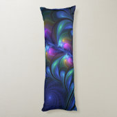 発光カラフル抽象芸術ブルーピンク緑フラクタル ボディピロー (裏面 (縦))