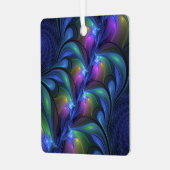 発光カラフル抽象芸術ブルーピンク緑フラクタル メタルオーナメント (正面左)