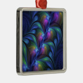 発光カラフル抽象芸術ブルーピンク緑フラクタル メタルオーナメント (右)
