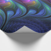 発光カラフル抽象芸術ブルーピンク緑フラクタル ラッピングペーパー (角)