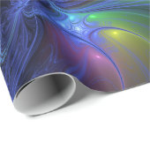 発光カラフル抽象芸術ブルーピンク緑フラクタル ラッピングペーパー (ロールコーナー)