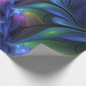 発光カラフル抽象芸術ブルーピンク緑フラクタル ラッピングペーパー (角)