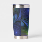 発光カラフル抽象芸術ブルーピンク緑フラクタル 保温保冷タンブラー (右面)