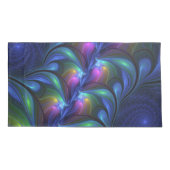 発光カラフル抽象芸術ブルーピンク緑フラクタル 枕カバー (裏面)