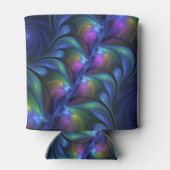 発光カラフル抽象芸術ブルーピンク緑フラクタル 缶クーラー (裏面)