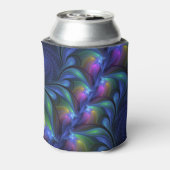 発光カラフル抽象芸術ブルーピンク緑フラクタル 缶クーラー (缶裏面)