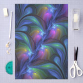 発光カラフル抽象芸術ブルーピンク緑フラクタル 薄葉紙 (クラフト)