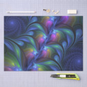 発光カラフル抽象芸術ブルーピンク緑フラクタル 薄葉紙 (クラフト)