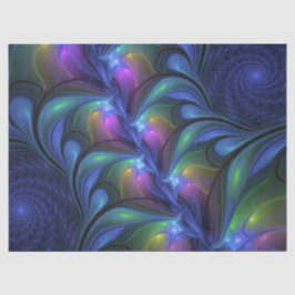 発光カラフル抽象芸術ブルーピンク緑フラクタル 薄葉紙