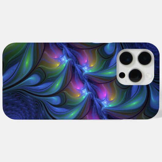 発光カラフル抽象芸術ブルーピンク緑フラクタル Case-Mate iPhoneケース (裏面 (横))