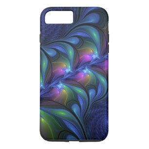 発光カラフル抽象芸術ブルーピンク緑フラクタル iPhone 8 PLUS/7 PLUSケース