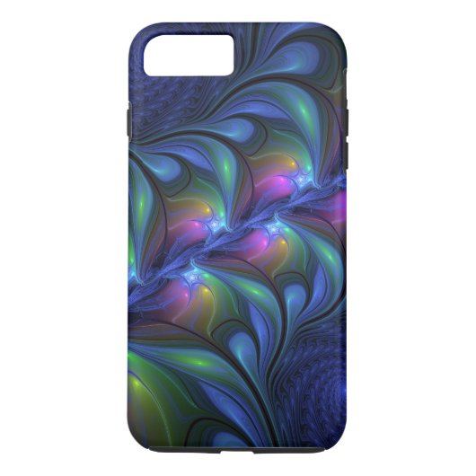 発光カラフル抽象芸術ブルーピンク緑フラクタル Case-Mate iPhoneケース (裏面)