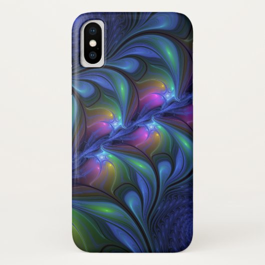 発光カラフル抽象芸術ブルーピンク緑フラクタル Case-Mate iPhoneケース (裏面)