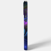 発光カラフル抽象芸術ブルーピンク緑フラクタル Case-Mate iPhoneケース (裏面 / 左)