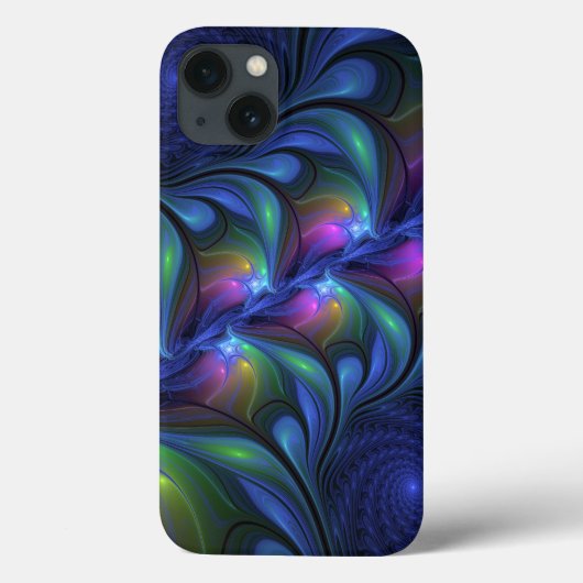 発光カラフル抽象芸術ブルーピンク緑フラクタル Case-Mate iPhoneケース (裏面)