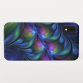 発光カラフル抽象芸術ブルーピンク緑フラクタル Case-Mate iPhoneケース (裏面(横))