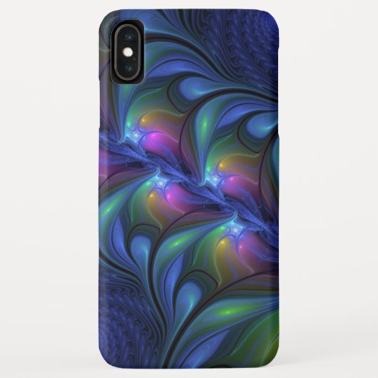 発光カラフル抽象芸術ブルーピンク緑フラクタル Case-Mate iPhoneケース (裏面)