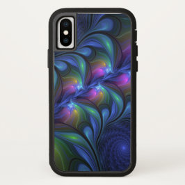 発光カラフル抽象芸術ブルーピンク緑フラクタル iPhone 13ケース