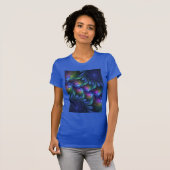 発光カラフル抽象芸術ブルーピンク緑フラクタル Tシャツ (正面フル)