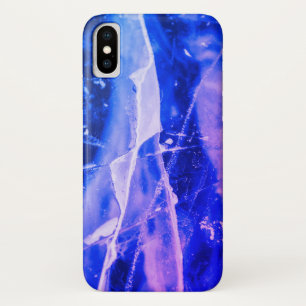 発光カラフル抽象芸術ブルーホワイトネイビーレギンス iPhone X ケース
