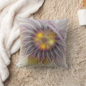 発光カラフル花、抽象芸術フラクタル名 クッション (ブランケット)