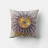 発光カラフル花、抽象芸術フラクタル名 クッション (裏面)