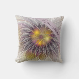 発光カラフル花、抽象芸術フラクタル名 クッション