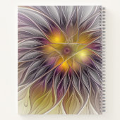 発光カラフル花、抽象芸術フラクタル名 ノートブック (裏面)