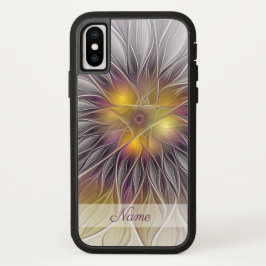 発光カラフル花、抽象芸術フラクタル名 iPhone 13ケース