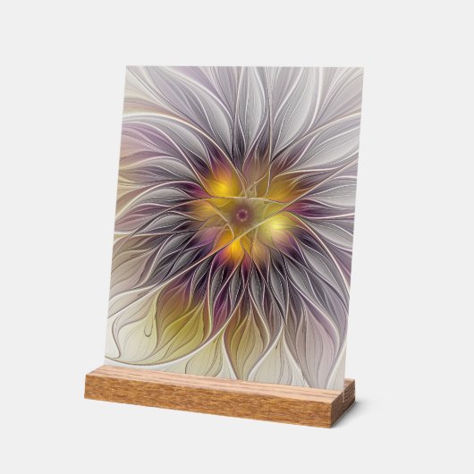 発光カラフル花、抽象芸術フラモダンクタル アクリルサイン (傾斜)