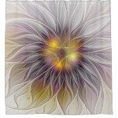 発光カラフル花、抽象芸術フラモダンクタル シャワーカーテン (正面)