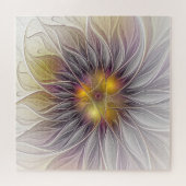 発光カラフル花、抽象芸術フラモダンクタル ジグソーパズル (横)