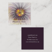 発光カラフル花、抽象芸術フラモダンクタル スクエア名刺 (正面/裏面)