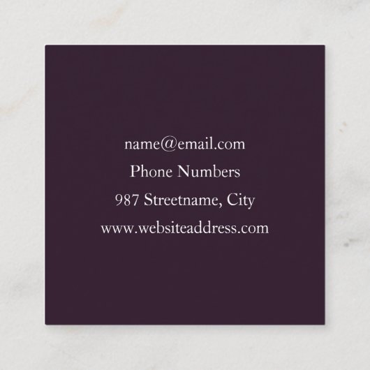 発光カラフル花、抽象芸術フラモダンクタル スクエア名刺 (裏面)